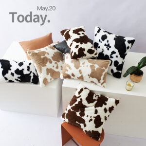 Wholesale new cow flower plush design double-sided pillow cover a generation of hair home sofa cushion cover without core