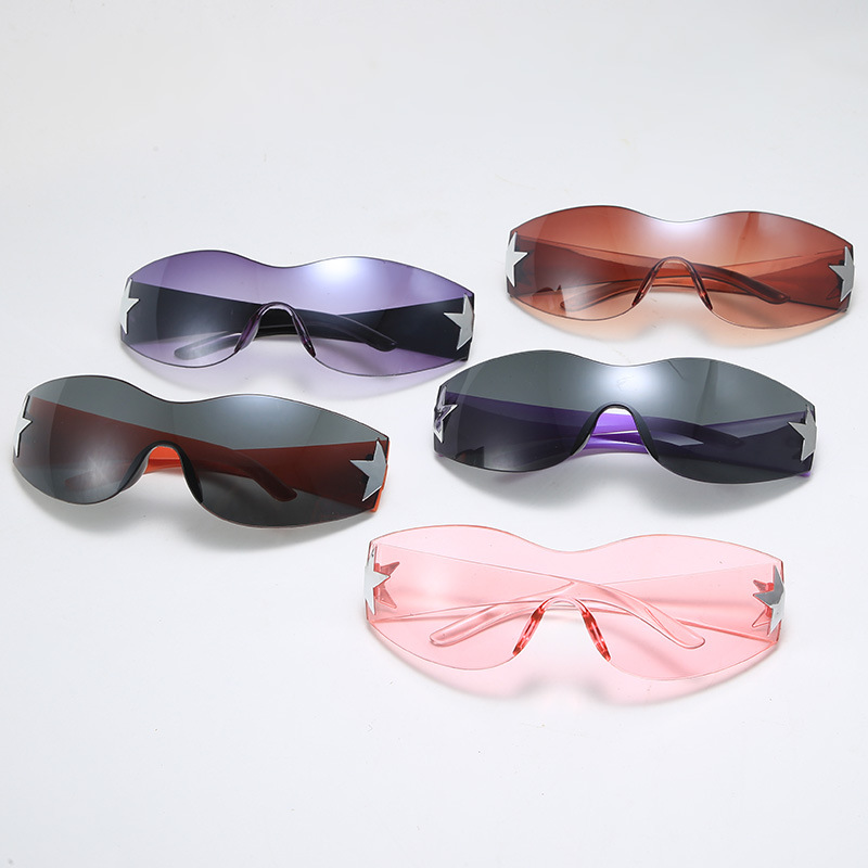 Wholesale Cross-border y2g Millennium hot girl sunglasses five-inted star srts riding sunglasses European and American personalized future sunglasses