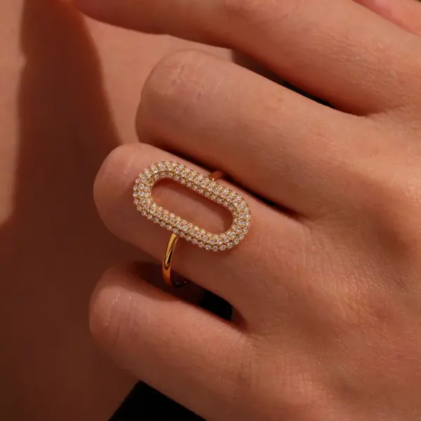 304 Stainless Steel Heart Shape Crab Whale PVD Coated Zircon Real Gold Plated Elegant Beach Shiny Waterproof Non Tarnish Plating Inlay Rings