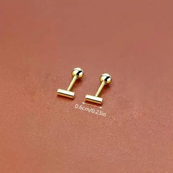Wholesale 304 Stainless Steel Long Strip Electroplated Stone-Free 18K Gold Plated Simple Style Plating Ear Studs
