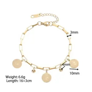 PVD Coated 18K Gold Real Gold Plated rtrait 304 Stainless Steel Retro Waterproof Non Tarnish 304 Stainless Steel Bracelets