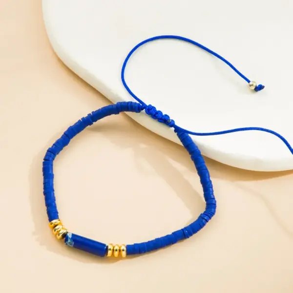 Simple Style Solid Color Natural Stone Rope Handmade Knitting Drawstring Bracelets