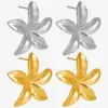 Wholesale Ion Plating (IP) Real Gold Plated Floral 304 Stainless Steel Casual Simple Style Streetwear Waterproof Non Tarnish Ear Studs