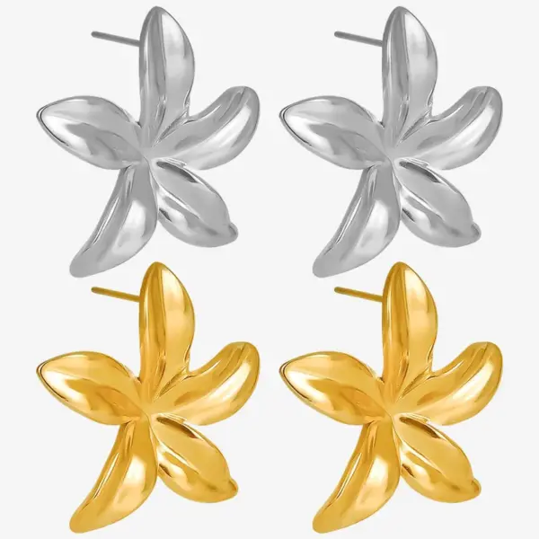 Wholesale Ion Plating (IP) Real Gold Plated Floral 304 Stainless Steel Casual Simple Style Streetwear Waterproof Non Tarnish Ear Studs