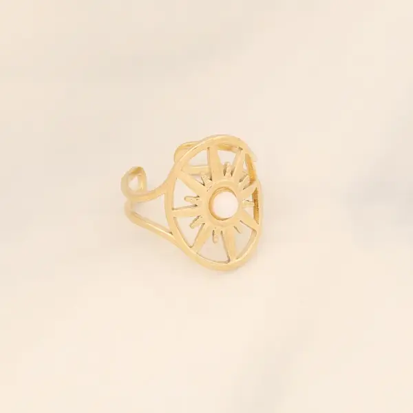 Wholesale Fashion Waves Stainless Steel Inlay Open Ring