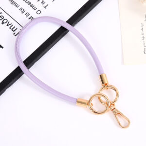K4213 Pu leather rope pendant spring ring + plate buckle purple / Leather rope pendant