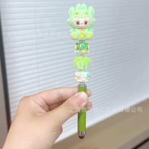 Stylus pen + 0.5mm pen tip / Green toothless denim fabric - green pen