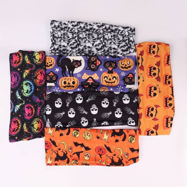 Wholesale Cross-border European and American Halloween skull print headband, sports elastic headband, funny pumpkin print bouquet headband