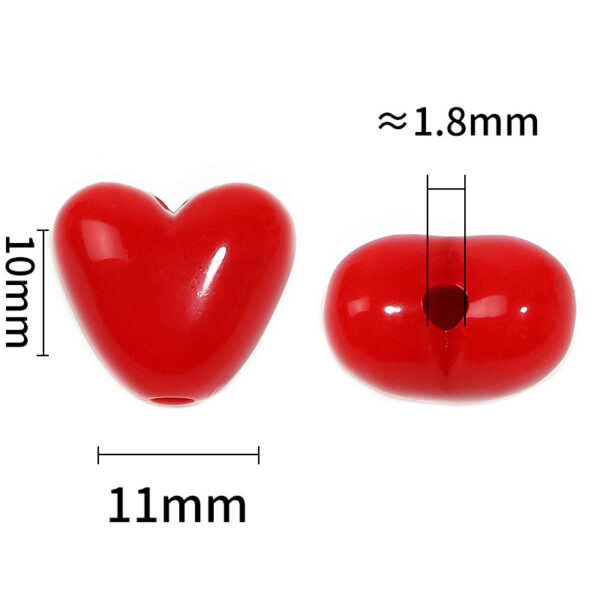 Wholesale Acrylic Real Color Love Beads Multicolor Peach Heart Vertical Hole Beads