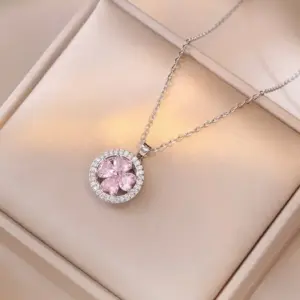 X0724 Pink Rotating Necklace