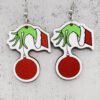 Wholesale Christmas Grinch Wooden Earrings Acrylic Earrings