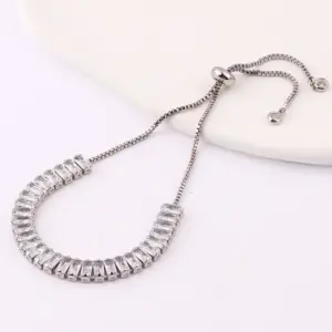 Stretch Bracelet White Diamond Platinum
