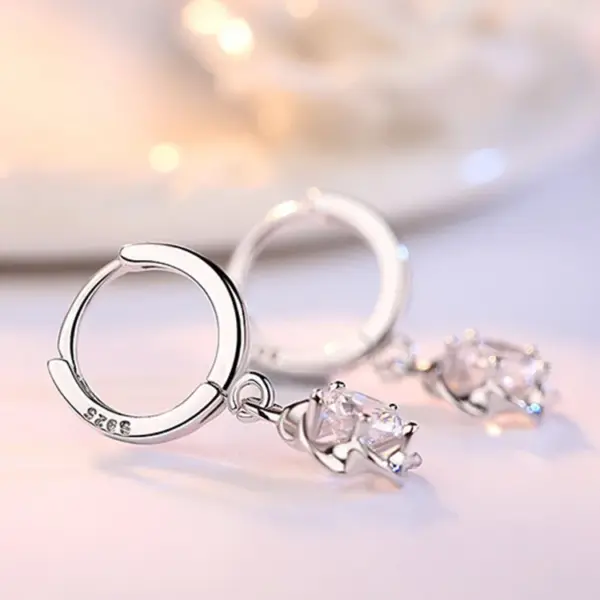 Wholesale Fashion Flower Copper Plating Inlay Zircon Drop Earrings 1 Pair