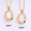 Wholesale Vintage Style Oval Copper Plating Inlay Carving Shell 18k Gold Plated Pendant Necklace