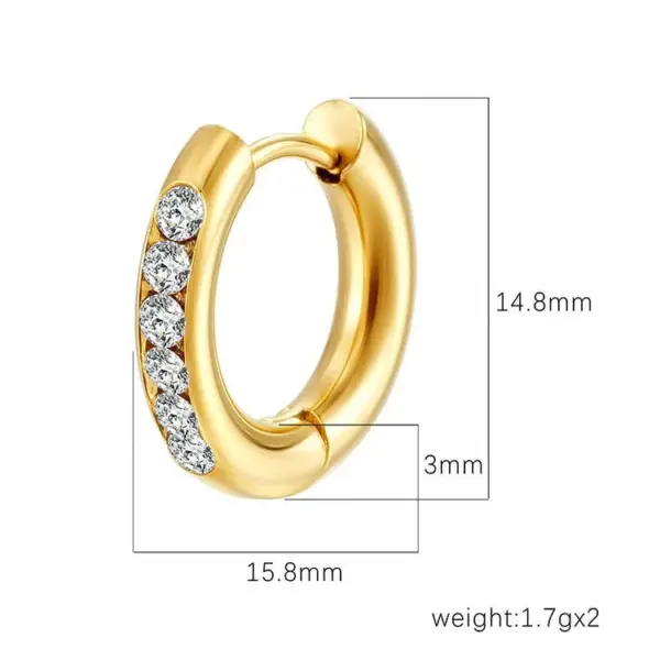 201 Stainless Steel Solid Color Electroplated Zircon 18K Real Gold Plated Simple Style Waterproof Non Tarnish Plating Inlay Gold Silver Earrings