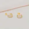 1 Pair Simple Style C Shape Plating Inlay Copper Zircon Gold Plated Ear Studs