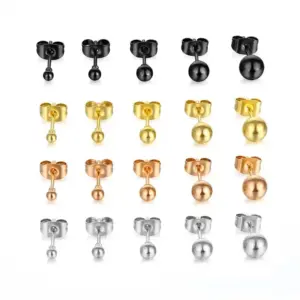 PVD Coated 18K Gold Real Gold Plated Solid Color 201 Stainless Steel Simple Style Waterproof Non Tarnish Ear Studs