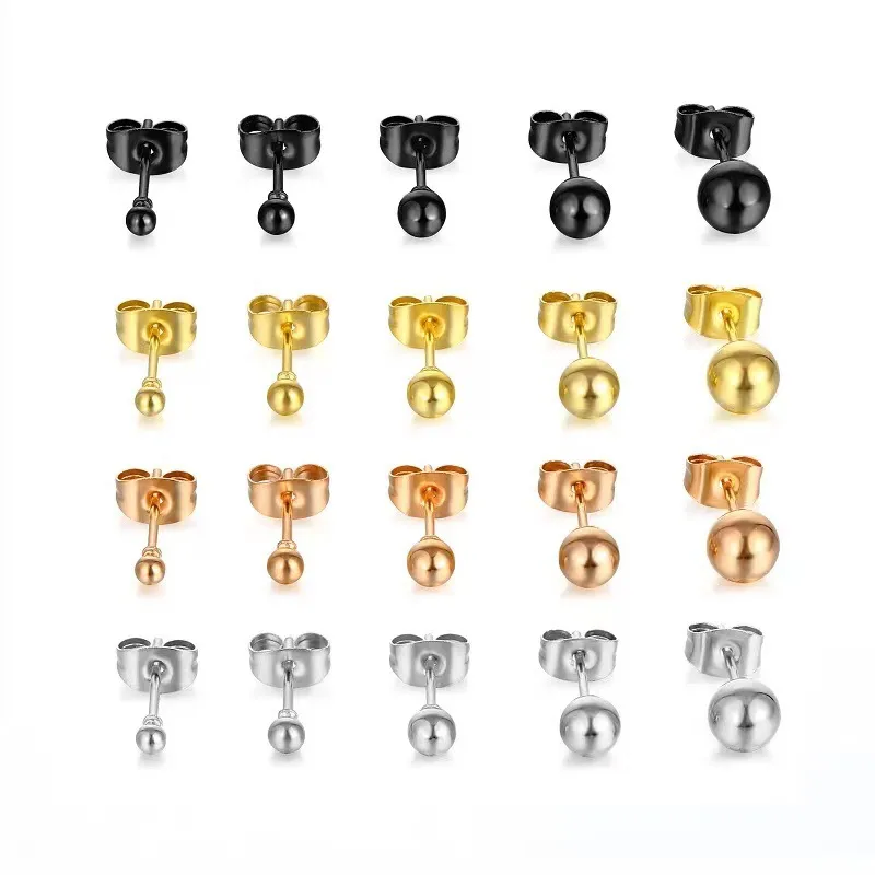 Wholesale PVD Coated 18K Gold Real Gold Plated Solid Color 201 Stainless Steel Simple Style Waterproof Non Tarnish Ear Studs