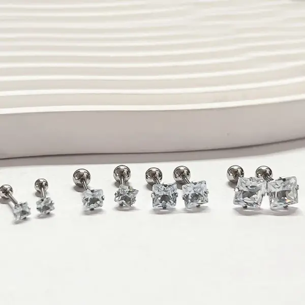 1 Piece Simple Style Geometric Plating 304 Stainless Steel Zircon Ear Studs