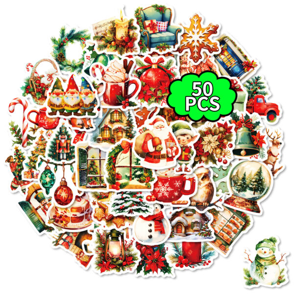 oly-5eebaccc0c61853480d9a961e28705dc Wholesale 50 Christmas Eve Family Atmosphere Cartoon Graffiti Stickers Decorative Luggage Notebook Stickers Drawing Paper