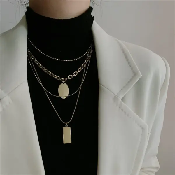 PVD Coated Real Gold Plated 18K Gold Geometric Stainless Steel Fashion Waterproof Non Tarnish Titanium Steel Necklace
