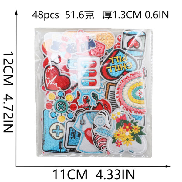 Wholesale Cartoon Human Organ Embroidery Cloth Stickers Medical Equipment Patch Stickers Clothes Decoration Cute Syringe Embroidery Zhangzi