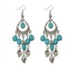 Wholesale Small leaf and twig tassel turquoise earrings