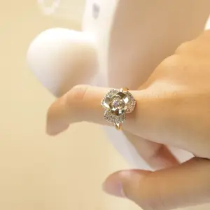 Jz170 Full Zirconium Rose Ring / Silver