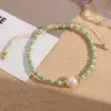 Wholesale Simple Style Colorful 18K Gold Plated Freshwater Pearl Glass Copper Beaded Chain Beaded Bracelets Wholesale