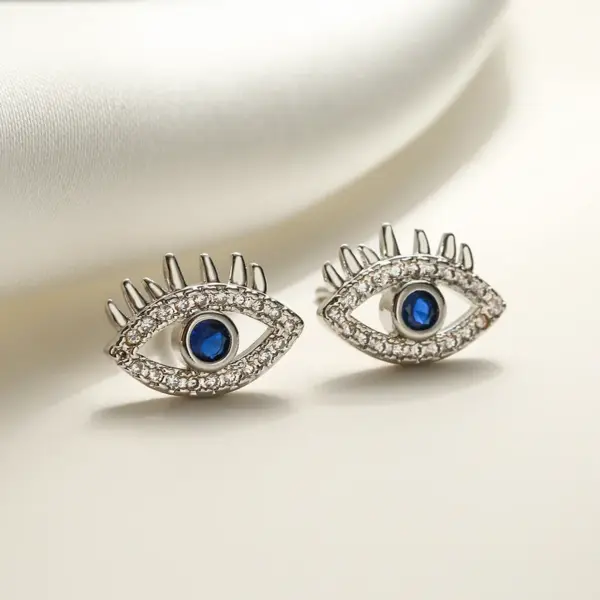 Wholesale 1 Pair Casual Streetwear Devil's Eye Plating Inlay Copper Zircon 18k Gold Plated White Gold Plated Ear Studs
