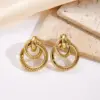 Wholesale Vacuum Plated Hollow Circle Earrings 201 Stainless Steel Ear Studs Women's Fashion Jewelry Casual Elegant Polished Finish