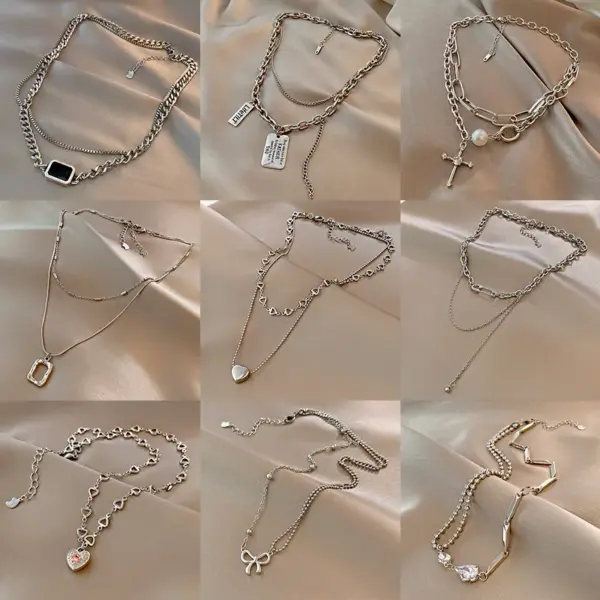 Wholesale Fashion Letter Heart Shape Titanium Steel Inlay Zircon Pendant Necklace 1 Piece