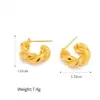 Wholesale 304 Stainless Steel C Shape PVD Coated 18K Gold Plated 18K Gold Simple Style Classic Style Waterproof Non Tarnish Plating Gold Ear Studs