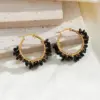 Wholesale 1 Pair Bohemian Geometric Plating Inlay Stainless Steel Natural Stone Earrings