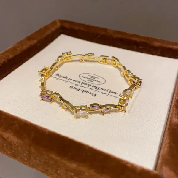 Luxury Micro-Set Zirconia Bracelet Elegant Diamond-Encrusted Branch Design Fashionable Minimalist Style For Women Copper Chain