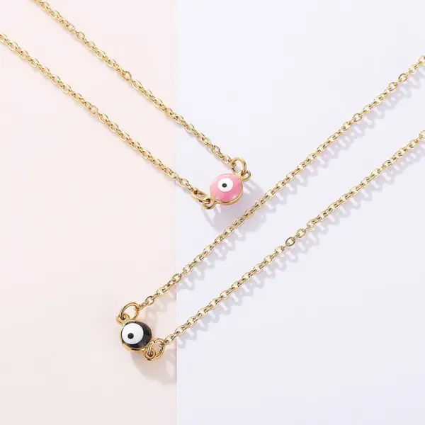 PVD Coated 18K Gold Plated Devil's Eye 304 Stainless Steel Retro Simple Style Waterproof Non Tarnish 304 Stainless Steel Pendant Necklace
