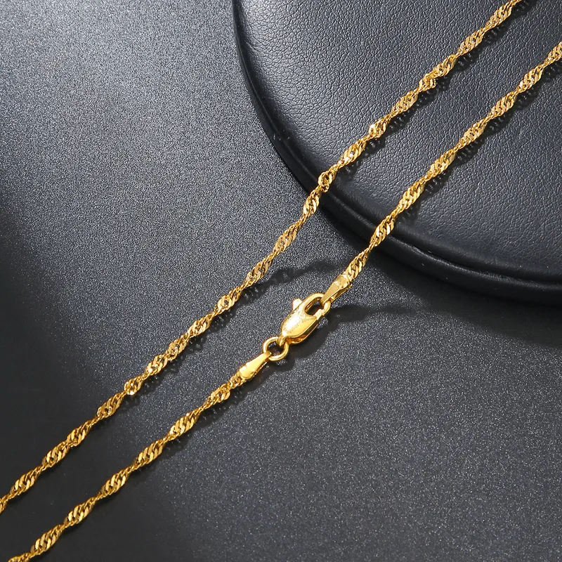 Wholesale 202 Stainless Steel Solid Color Electroplating 14K Gold Plated 18K Gold Plated Vintage Style Waterproof Non Tarnish Plating Gold Pendant Nec