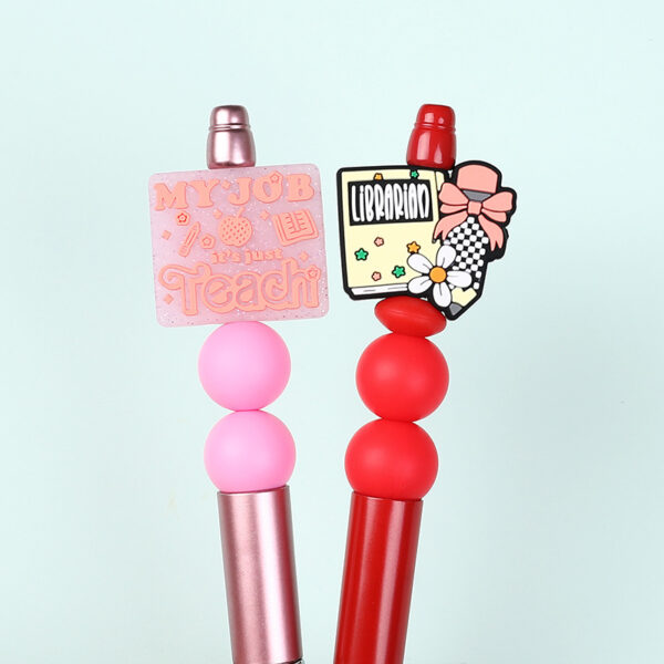 Wholesale High color value cartoon letter silicone beads glitter loose beads diy mobile phone chain key chain material beaded pen jewelry