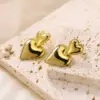 Wholesale Vacuum Plating Real Gold Plated Heart Shape 304 Stainless Steel Cute Sweet Waterproof Non Tarnish Earrings