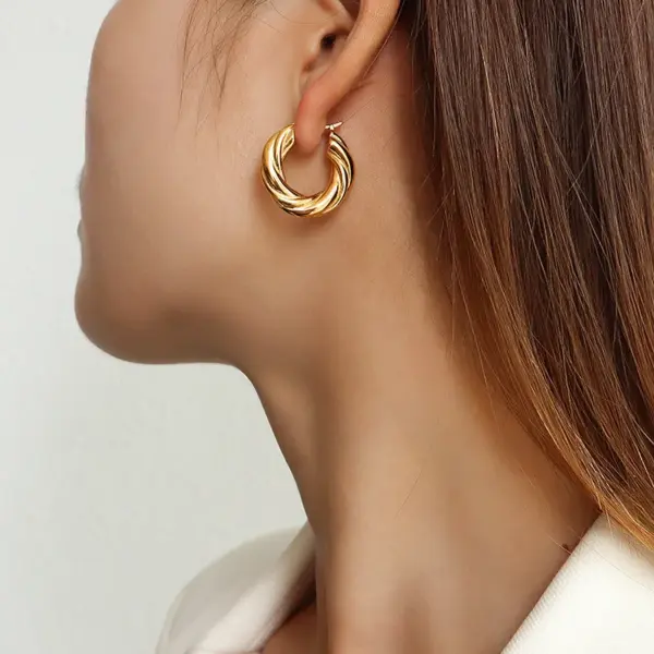Wholesale PVD Coated Real Gold Plated 18K Gold Geometric 304 Stainless Steel Fashion Waterproof Non Tarnish Earrings