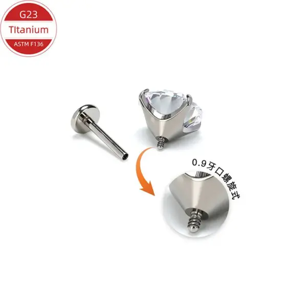 Geometric Pattern F136 Titanium Alloy Stud Earrings Four Prong Inlaid 5A Zircon Screw-in Lip Bone Stud Earrings Eye Tweezer Jewelry Replacement Head