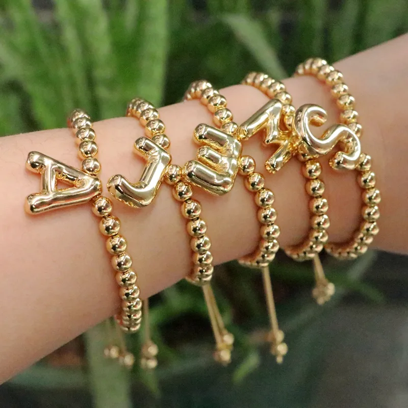 Wholesale Copper Gold Plated Vintage Style Simple Style Letter Bracelets