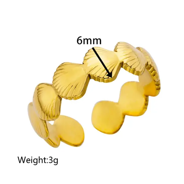 PVD Coated Real Gold Plated Flower 304 Stainless Steel Vintage Style Simple Style Waterproof Non Tarnish Rings