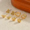 Wholesale 1 Pair IG Style Heart Shape Plating 304 Stainless Steel Zircon Ear Studs