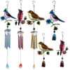 Wholesale Cross-border New Product Amazon Bird Iron Art Glass Painted Wind Bell Metal Paint Pendant Courtyard Balcony Hanging