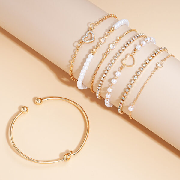 Wholesale Cross-border Europe and the United States semi-managed new fashion knot point drill zircon love bracelet 8 piece set about temperament women's jewelry