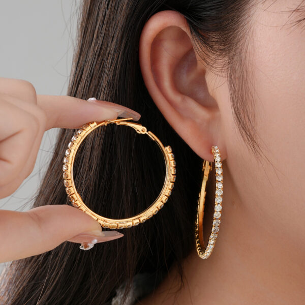 Wholesale European and American Cross-Border Hot-Selling Exaggerated Personalized Earrings Geometric Dot Diamond Large Hoop Earrings Earrings