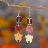 Wholesale Autumn Rugby Maple Turkey Triple Pendant Earrings