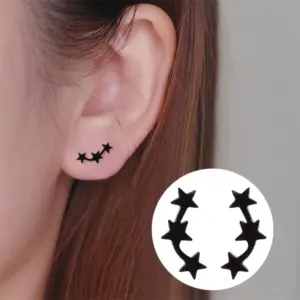Wholesale PVD Coated 18K Gold Real Gold Plated Star 304 Stainless Steel Simple Style Korean Style Waterproof Non Tarnish Ear Studs