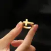 Wholesale Real Gold Plated Cross 304 Stainless Steel Simple Style Waterproof Non Tarnish Rings